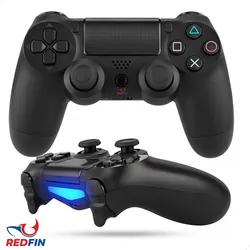 Imagem da oferta Controle Sem Fio Joystick Bluetooth Para Ps4 Videogame Tv Samsung Pc P4 Ps 4 Dual Shock Manete Pc Gamer Tv Smart Controle Bluetooth Celular Headset Sem Fio Com P2 - Marca Redfin Preto