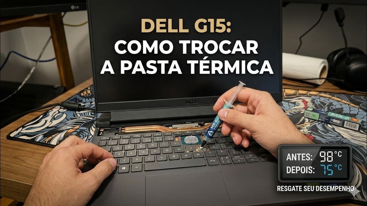 Miniatura do vídeo: Dell G15 esquentando e travando: minha experiência após trocar a pasta térmica