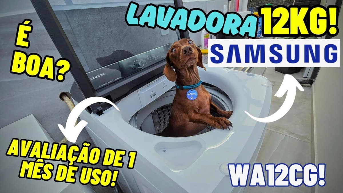 Miniatura do vídeo: Samsung WA12 12kg: minha experiência real após 1 mês