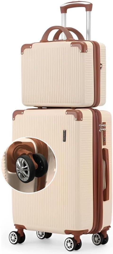 Imagem da oferta Mala de Bordo 10kg com Frasqueira Bagagem de Mão Expansivel Aprovada ANAC com 4 Rodas duplas 360° Cadeado AntiFurto TSA Mala de Viagem Alça Lateral com Divisória, Leve Resistente Bege