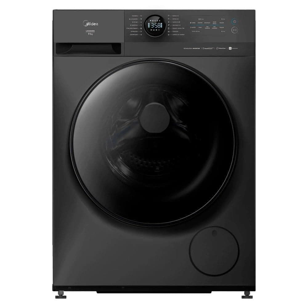 Imagem da oferta Lavadora de Roupas Midea Slim 11kg HealthGuard Smart Inverter Água Fria e Quente Titanium MF201W110WB/GK-01