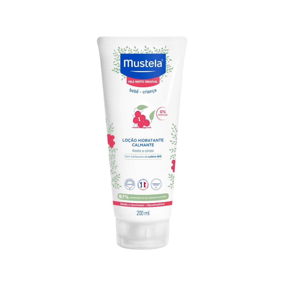 Imagem da oferta Hidratante e Calmante sem Fragrância para Pele Muito Sensível/Sensibilizada dos Bebês e Crianças, Mustela Bebê, Rosa, Médio/200 ml