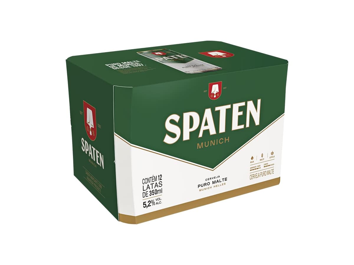 Imagem da oferta Pack Cerveja Spaten, Puro Malte, 350ml, Lata - 12 Unidades