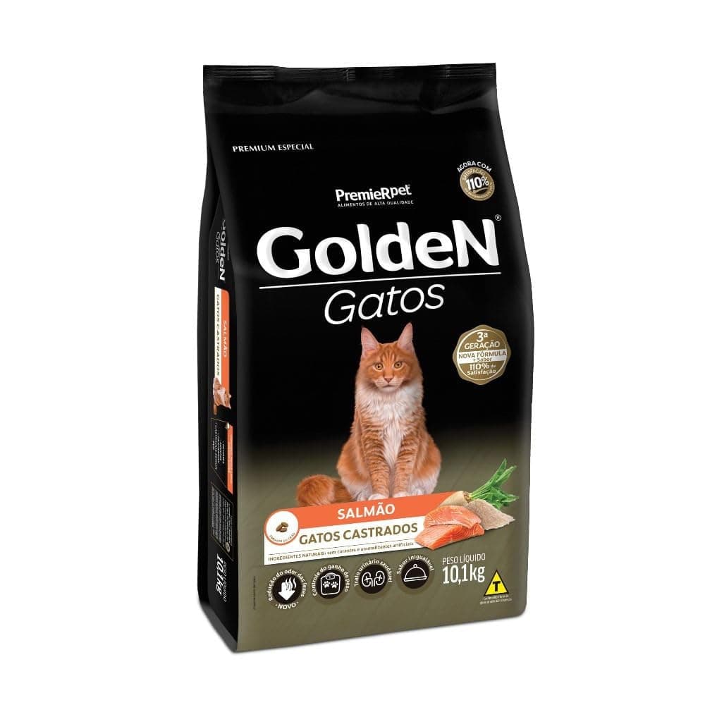 Imagem da oferta Golden Ração para Gatos Adultos Castrados Sabor Salmão - 10,1kg Premier Pet Adulto