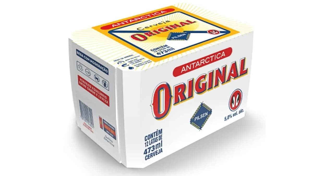 Imagem da oferta Pack Cerveja Original Antarctica, Lata, 473ml, Caixa 12 unidades