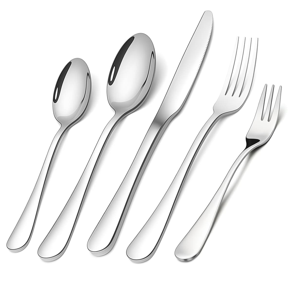 Imagem da oferta Conjunto de Talheres 30 Peças Aço Inoxidável Premium - 6 Facas, 6 Garfos, 6 Colheres, 6 Garfos Salada, 6 Colheres Chá - Presente Elegante para Casa/Restaurante- Dishwasher Safe (prata)