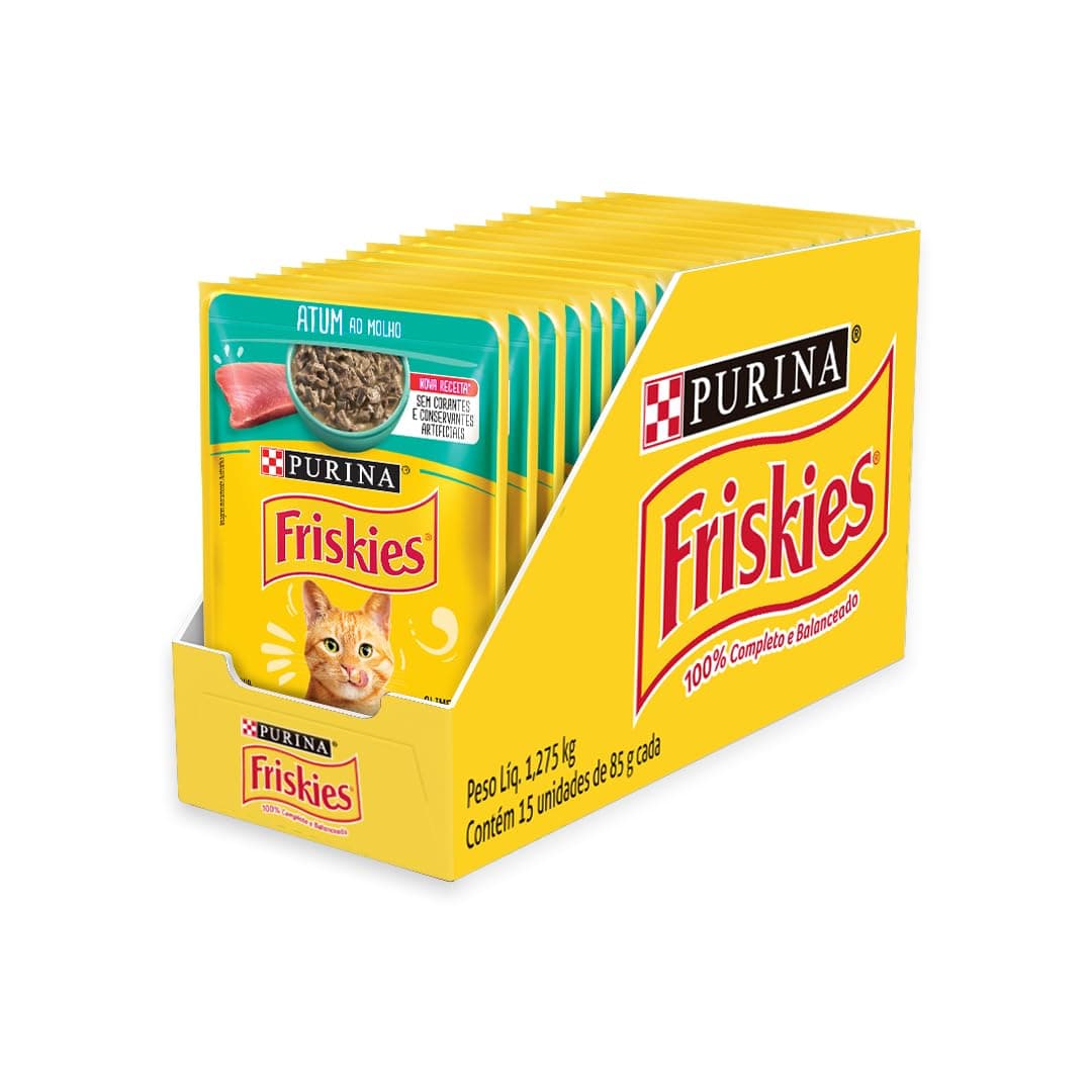 Imagem da oferta Pack Nestlé Purina Friskies Ração Úmida Para Gatos Adultos Atum Ao Molho - Com 15 Sachês 85g
