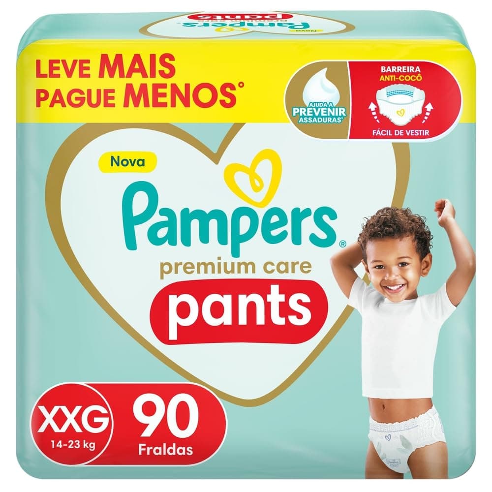 Imagem da oferta Fralda Pampers Premium Care Pants Tamanho XXG, Fácil de Vestir, 90 Unidades