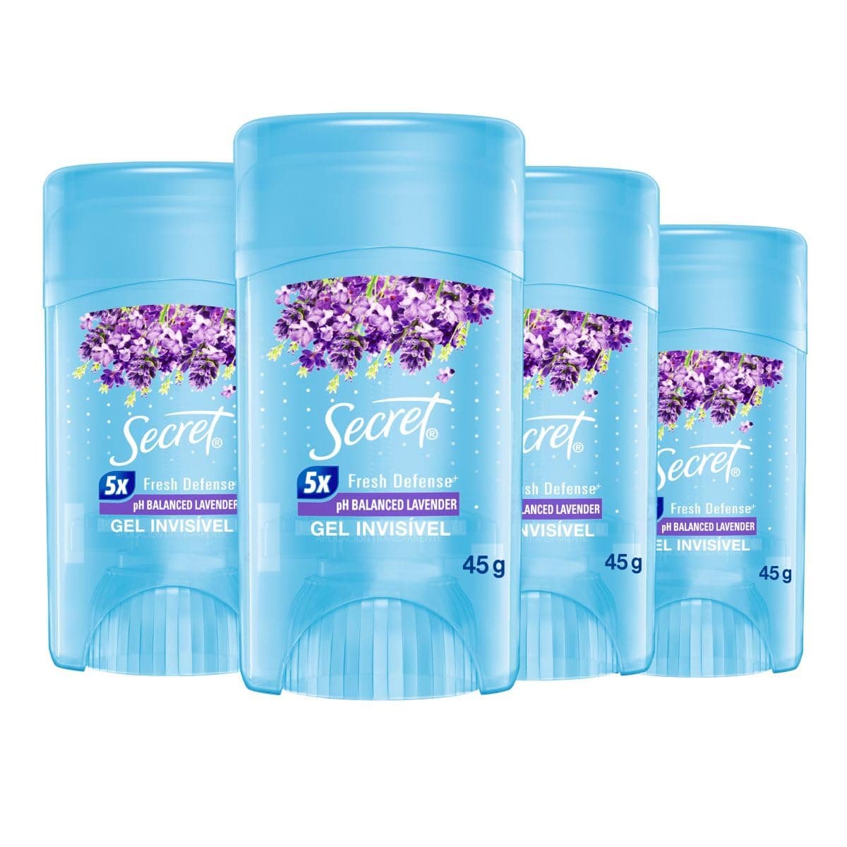 Imagem da oferta Secret Kit Desodorante em Gel Invisível Antitranspirante Lavanda com 4 Unidades 45g