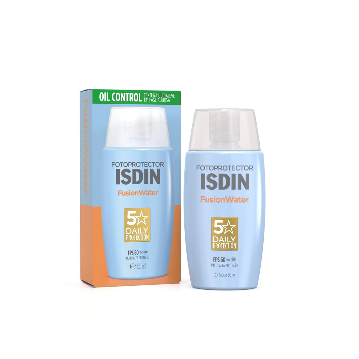 Imagem da oferta ISDIN Protetor Solar Facial Fusion Water 5 Stars Sem Cor FPS 60-50ml