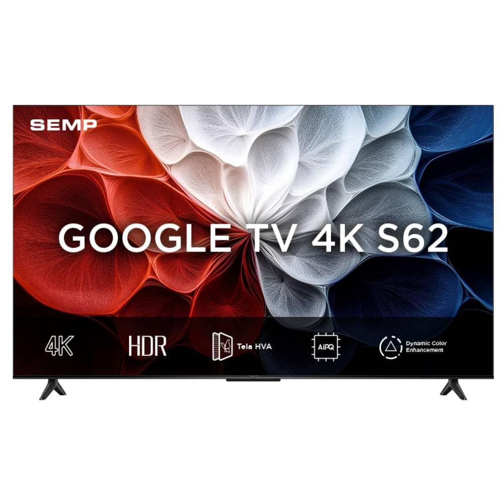 Imagem da oferta SEMP, Smart TV 4K UHD, 55“, Google TV, Google Assistente, Comando por Voz, Googlecast Integrado, Design Sem Bordas, Dolby Audio, 55S62