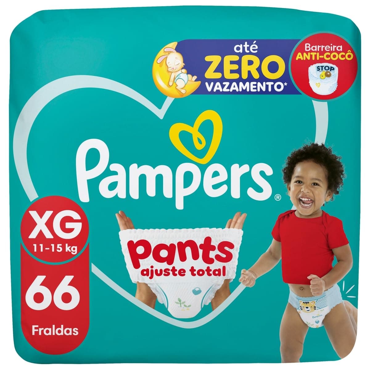 Imagem da oferta Fralda Pampers Pants Ajuste Total Tamanho XG, Fácil de Vestir, 66 Unidades
