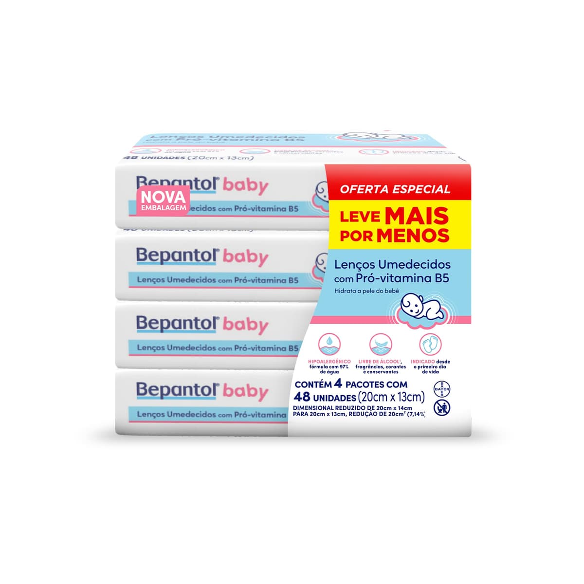 Imagem da oferta Bepantol Baby Lenço Umedecido para Bebê, Hipoalergênico, Kit Leve 4 Pague 3, 192 Unidades