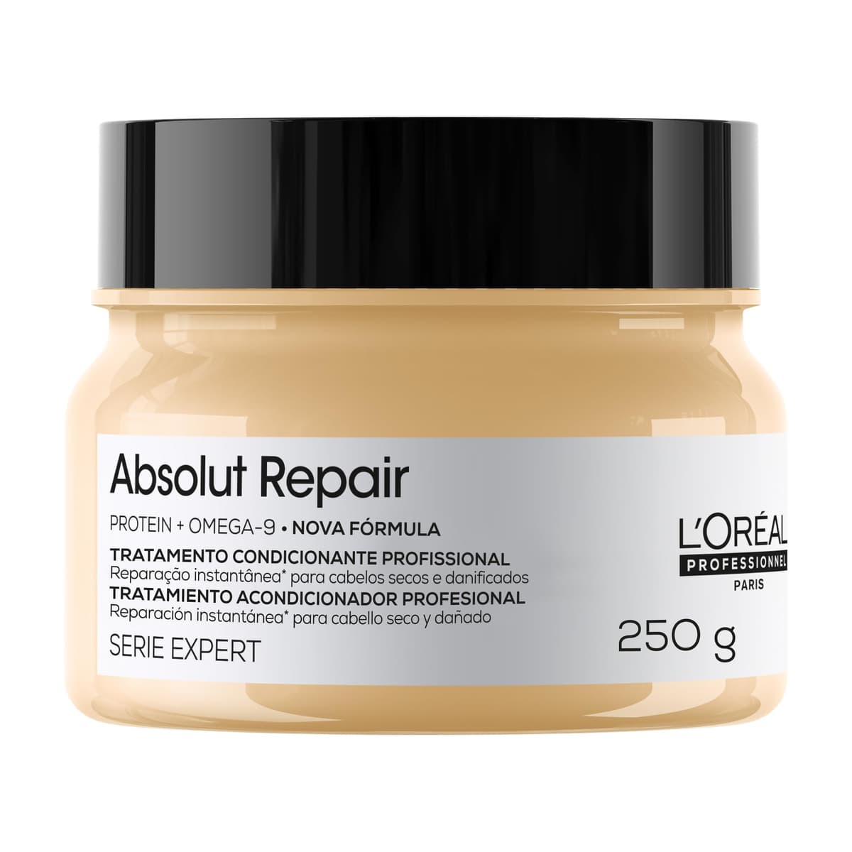 Imagem da oferta L'Oréal Professionnel Serie Expert Absolut Repair, Máscara de Reparação Intensiva para Cabelos Danificados e Finos com Quinoa Dourada, Reconstrução Instantânea e Brilho Intenso, 250g