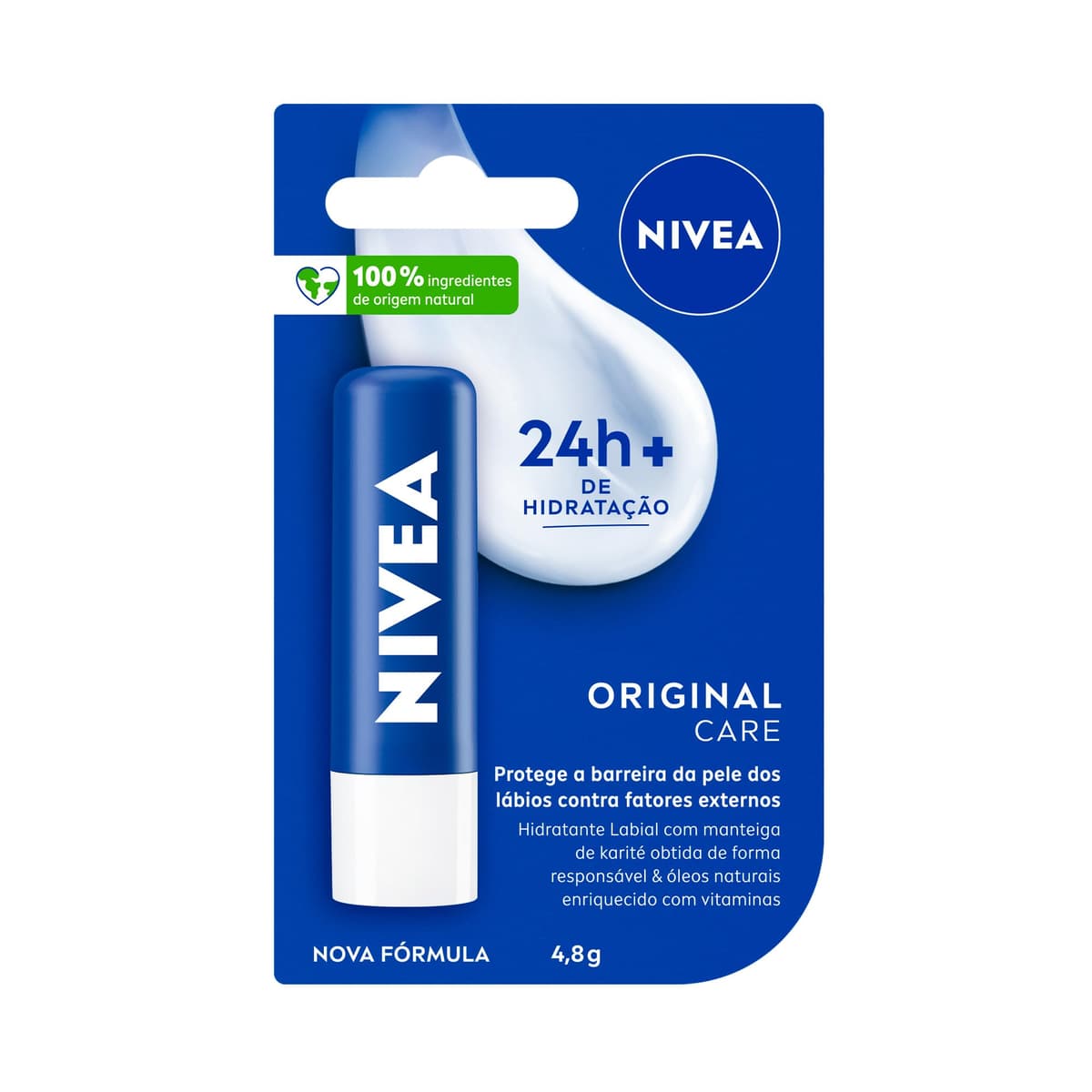 Imagem da oferta NIVEA Hidratante Labial Original Care 4,8g, Hidratação Intensa 24h, Protege contra Ressecamento, Cuidado Diário, Manteiga de Karité