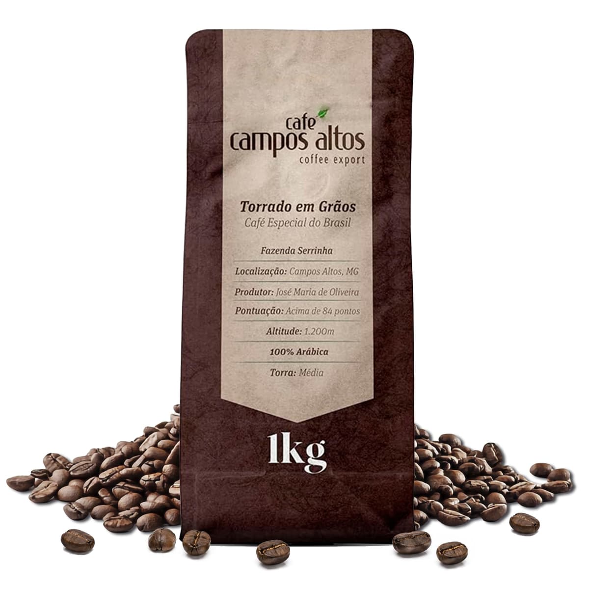 Imagem da oferta Café Campos Altos Especial em Grão 1kg, Arábica Catuaí Vermelho, 84+ Pontos
