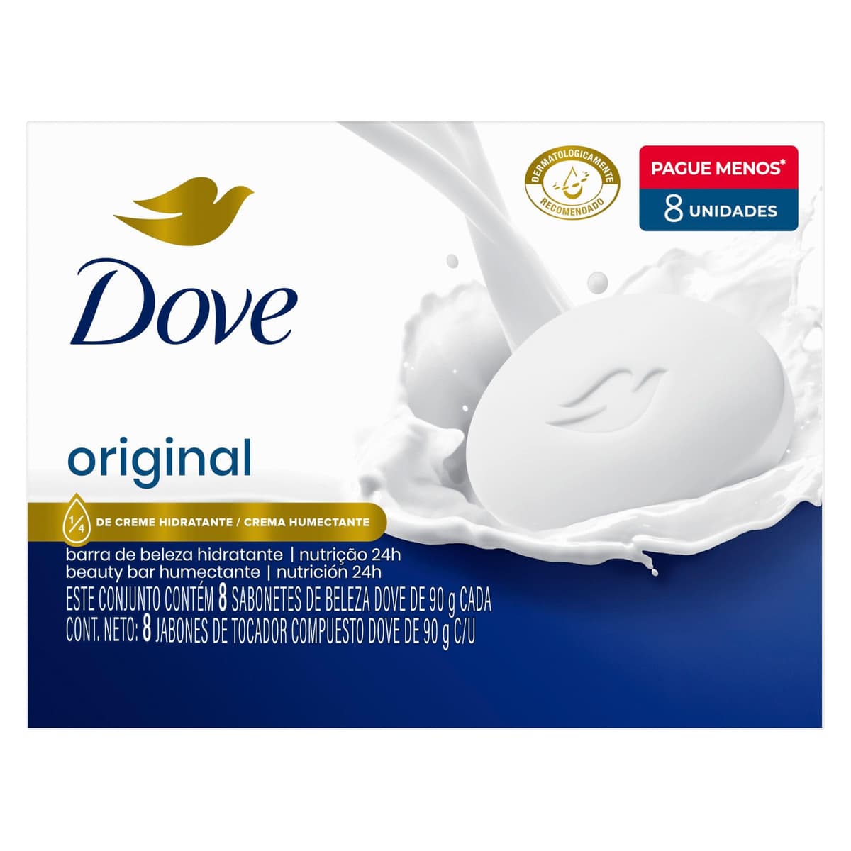 Imagem da oferta Dove Sabonete Em Barra Branco 90G - 8 Unidades