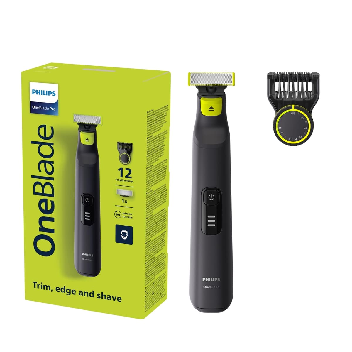 Imagem da oferta Philips OneBlade Pro: Raspa, Apara e Contorna | 12 Tamanhos em 1 Pente | Barbeador e Aparador Elétrico | Para todos os tipos de pele e barba | À prova d'água | Display Indicador de Bateria | QP6532/10