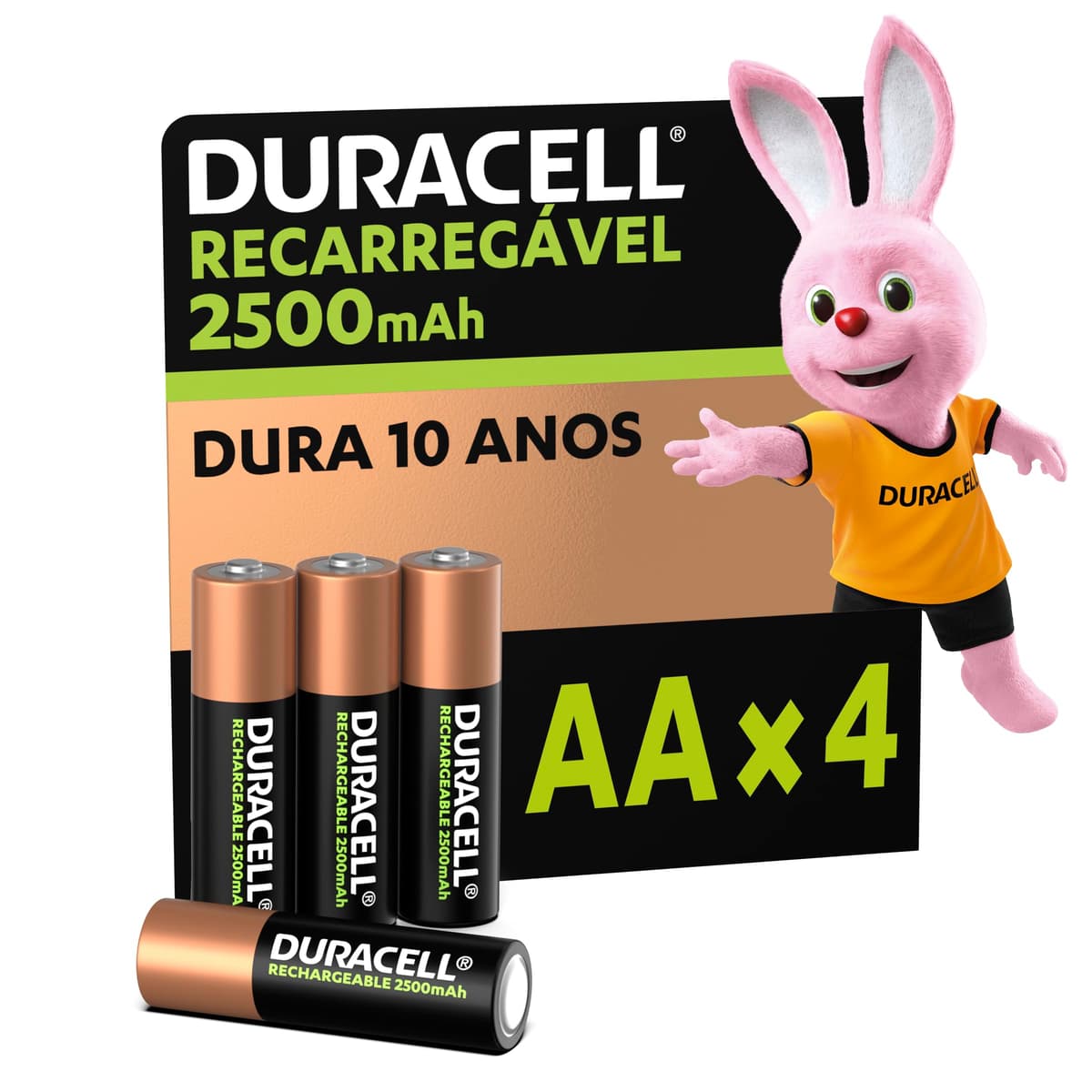 Imagem da oferta Duracell Pilha Recarregável AA 2500mAh Pequena Com 4 Unidades – Ideal para Controle Xbox™, Câmeras Digitais e Brinquedos de Alto Consumo