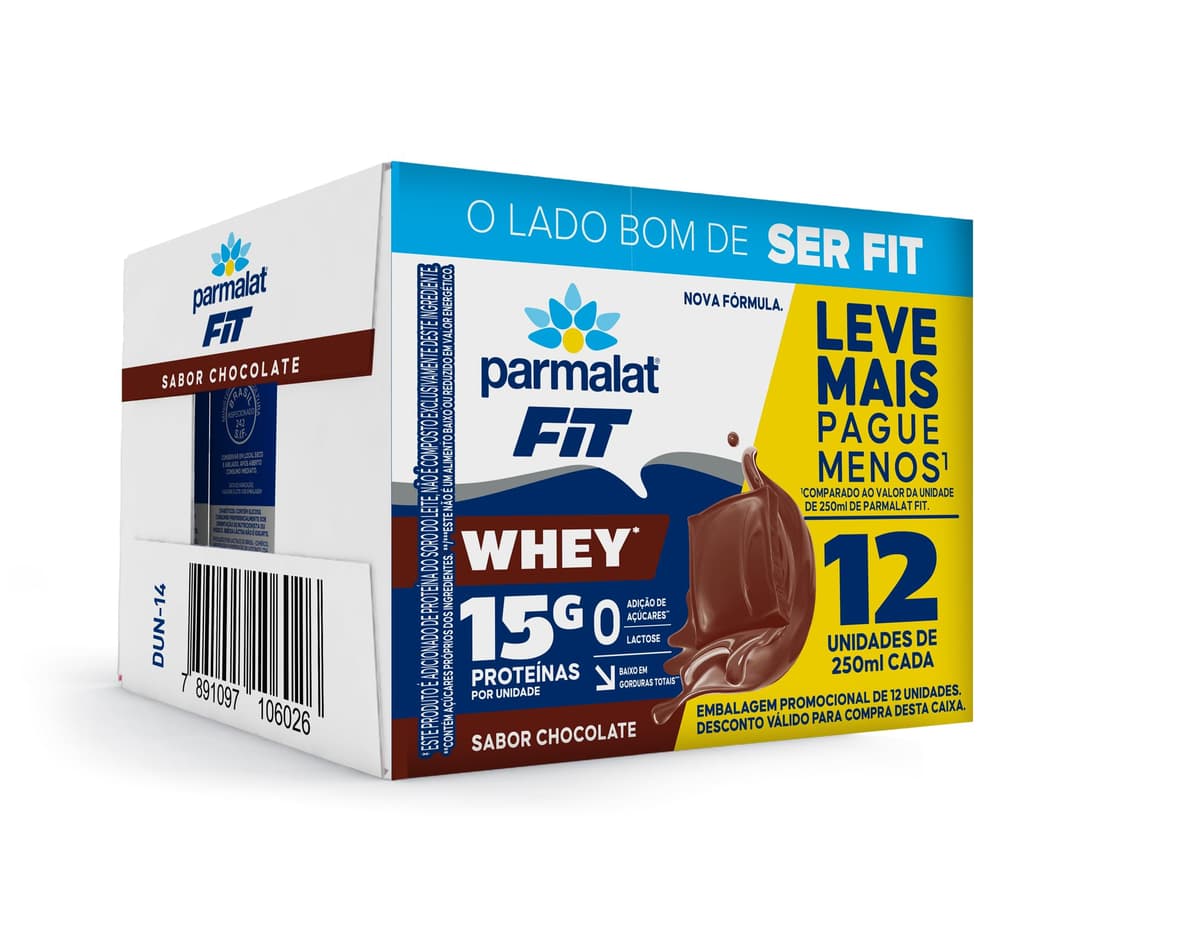 Imagem da oferta Parmalat Fit Bebida Proteica Chocolate 15g de Proteína 250mL – 12 Unidades