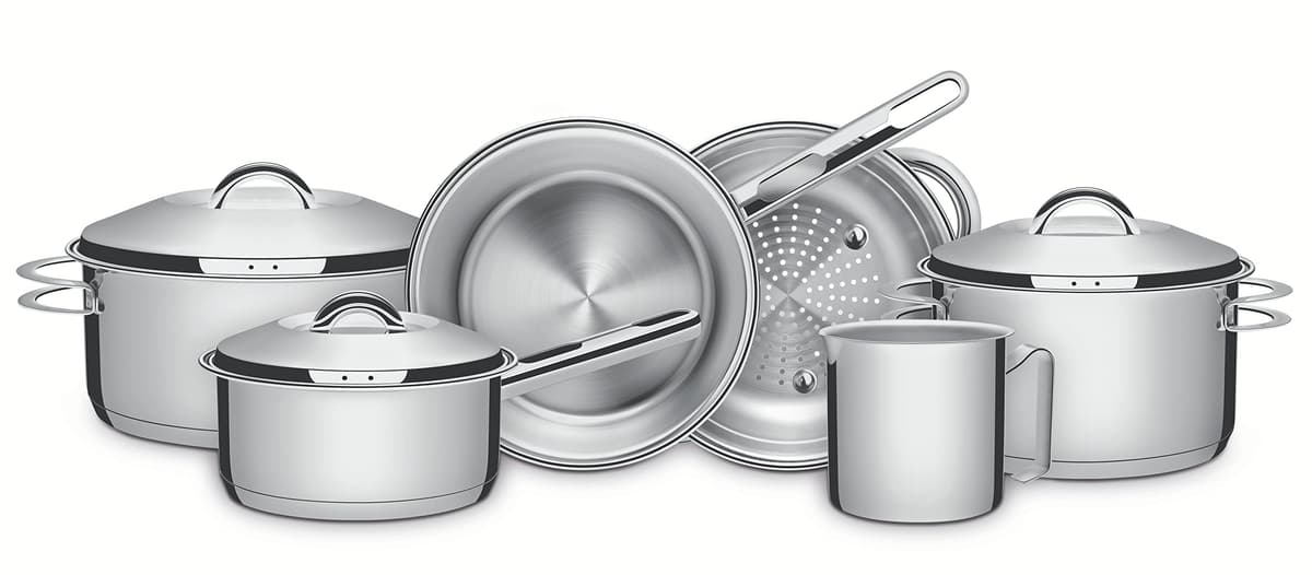 Imagem da oferta Jogo de Panelas Tramontina Solar em Aço Inox com Fundo Triplo e Tampas de Inox 6 Peças