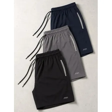 Kit 3 Bermuda Masculina Tactel Com Elastano Academia Treino