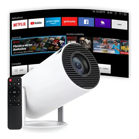 Imagem da oferta Projetor Portátil 4k Hd Android 11.0 Smart Wifi 5g Bluetooth Branco 127/220v