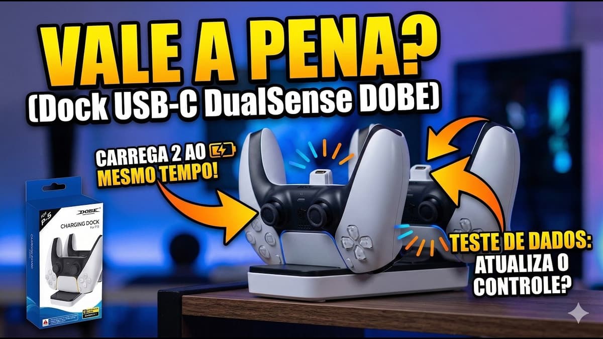 Miniatura do vídeo: Suporte carregador USB-C para controle PS5 vale a pena?